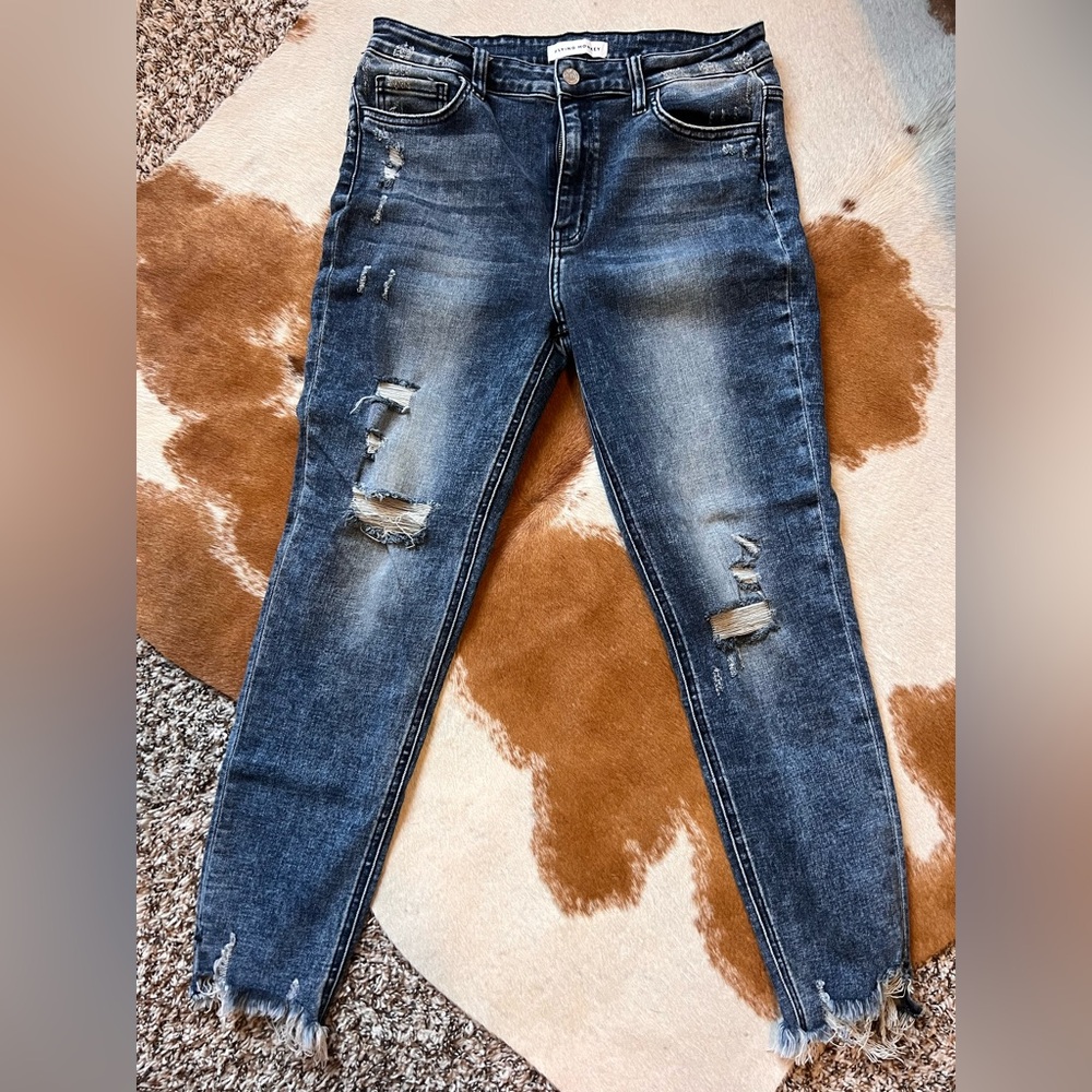 Flying Monkey Luxe High Rise Frey Hem Skinny Jean NWOT Size 30